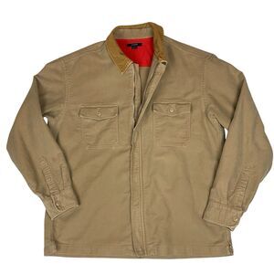 Vintage J.Crew Barn Jacket Chore Coat Tan Corduroy Collar Full Zip Men’s Large
